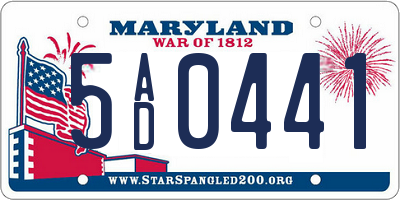MD license plate 5AD0441