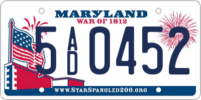 MD license plate 5AD0452