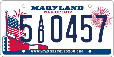 MD license plate 5AD0457