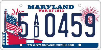 MD license plate 5AD0459