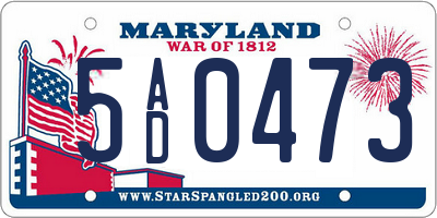MD license plate 5AD0473