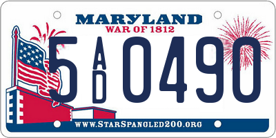 MD license plate 5AD0490