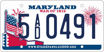 MD license plate 5AD0491