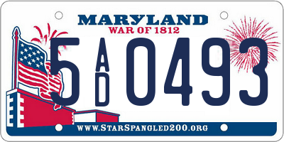 MD license plate 5AD0493
