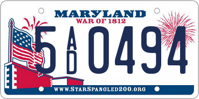 MD license plate 5AD0494