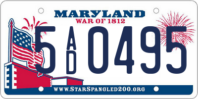 MD license plate 5AD0495