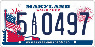 MD license plate 5AD0497