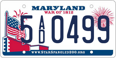 MD license plate 5AD0499