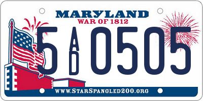 MD license plate 5AD0505