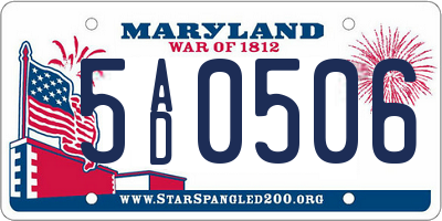 MD license plate 5AD0506