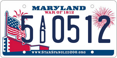 MD license plate 5AD0512