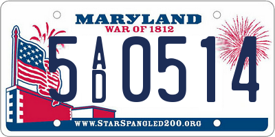 MD license plate 5AD0514