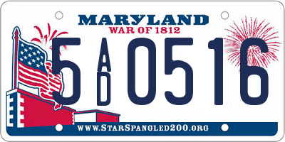 MD license plate 5AD0516