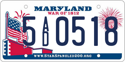 MD license plate 5AD0518