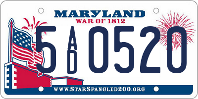 MD license plate 5AD0520