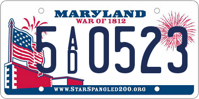 MD license plate 5AD0523
