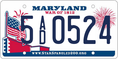 MD license plate 5AD0524