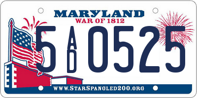 MD license plate 5AD0525