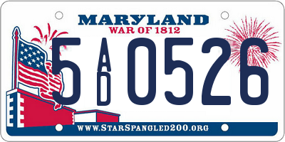 MD license plate 5AD0526