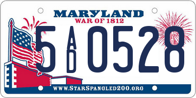 MD license plate 5AD0528