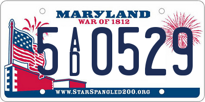 MD license plate 5AD0529