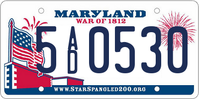 MD license plate 5AD0530