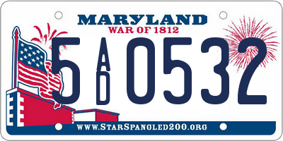 MD license plate 5AD0532