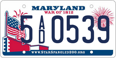 MD license plate 5AD0539