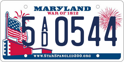 MD license plate 5AD0544