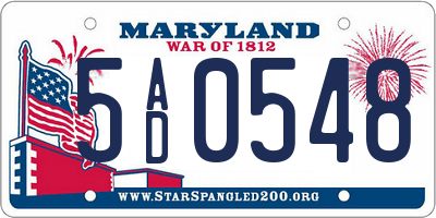 MD license plate 5AD0548
