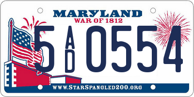 MD license plate 5AD0554