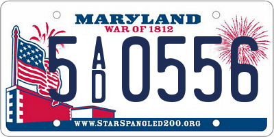 MD license plate 5AD0556