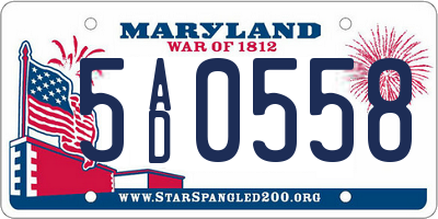 MD license plate 5AD0558