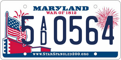 MD license plate 5AD0564