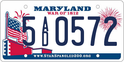 MD license plate 5AD0572
