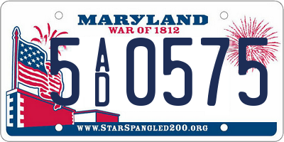 MD license plate 5AD0575