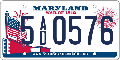 MD license plate 5AD0576