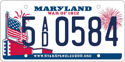 MD license plate 5AD0584