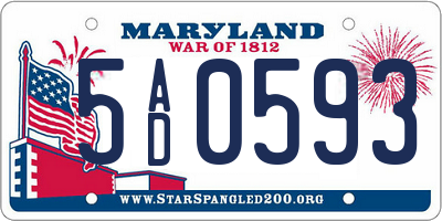 MD license plate 5AD0593