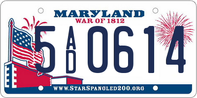 MD license plate 5AD0614