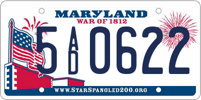 MD license plate 5AD0622