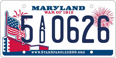 MD license plate 5AD0626