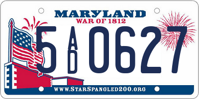 MD license plate 5AD0627