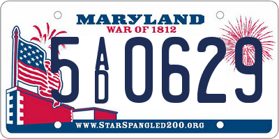 MD license plate 5AD0629