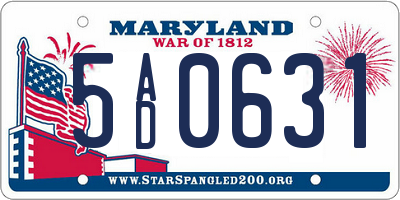 MD license plate 5AD0631