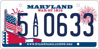 MD license plate 5AD0633