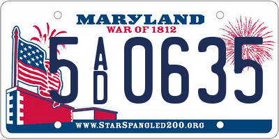 MD license plate 5AD0635