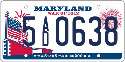 MD license plate 5AD0638