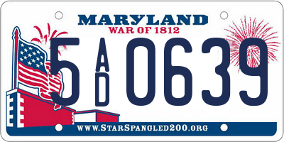 MD license plate 5AD0639
