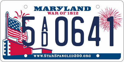 MD license plate 5AD0641